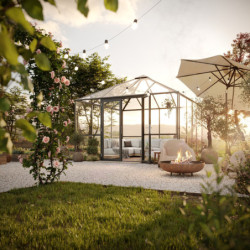 Serre de Jardin 12,25m² Aluminium Gris - Panneaux Hybrides PaviLux KGT