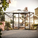 Serre de Jardin 12,25m² Aluminium Gris - Panneaux verre trempé PaviLux KGT