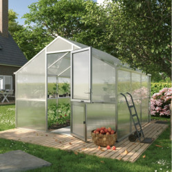 Serre de Jardin 9,59m² Aluminium Gris & Polycarbonate 16mm - Nelke III KGT