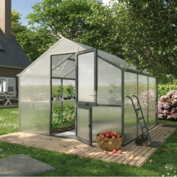 Serre de Jardin 9,59m² Alu anthracite & Polycarbonate 16mm Nelke III - KGT