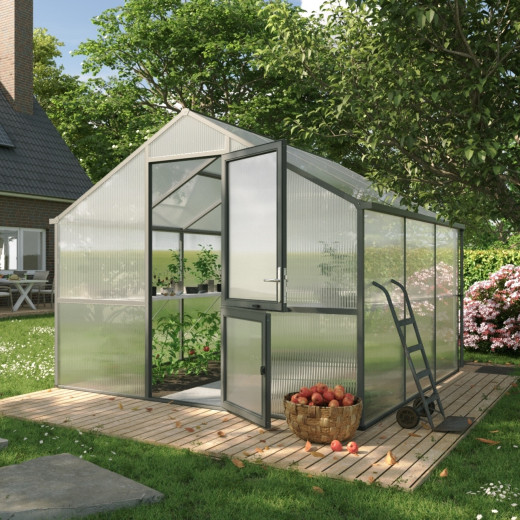 Serre de Jardin 9,59m² Alu anthracite & Polycarbonate 16mm Nelke III - KGT