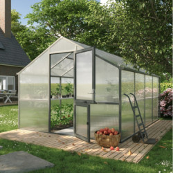 Serre de Jardin 12,74m² Alu Gris & Polycarbonate 16mm Nelke IV - KGT