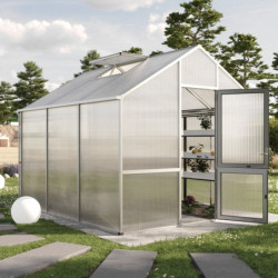 Serre de Jardin 9,59m² Dahlie III en Aluminium Gris et Polycarbonate 16mm - KGT