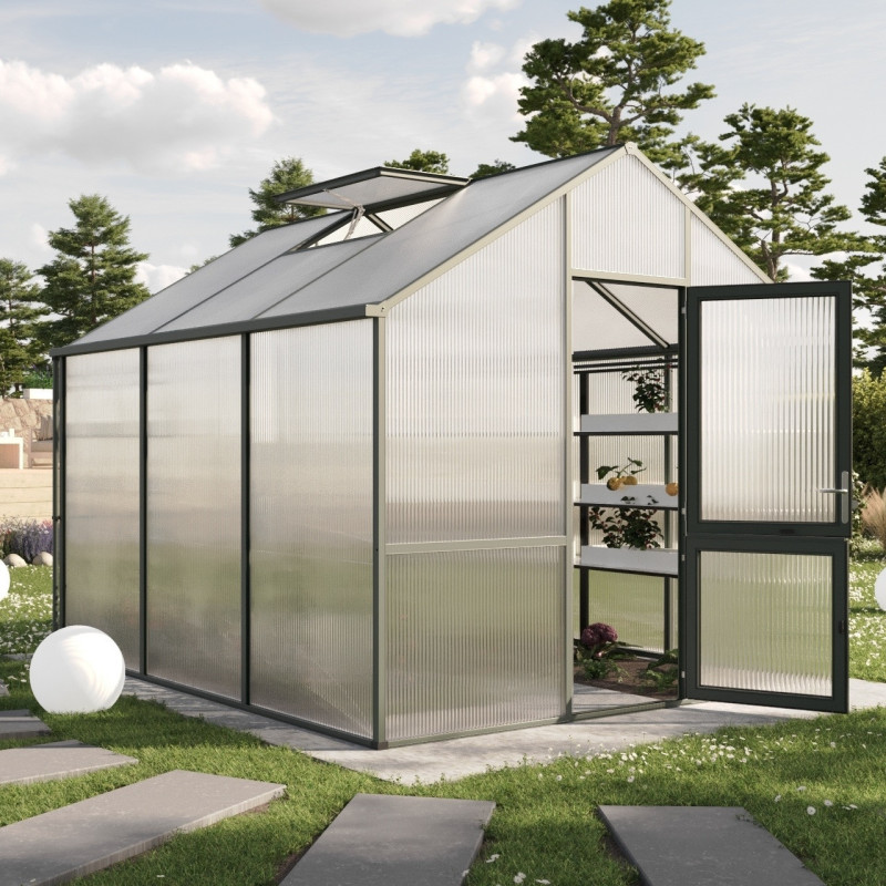 Serre de Jardin 9,59m² Aluminium vert & Polycarbonate 16mm - Dahlie III KGT