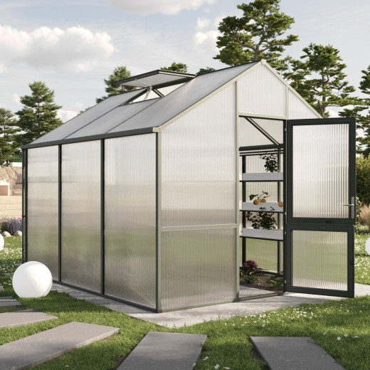 Serre de Jardin 9,59m² Aluminium vert & Polycarbonate 16mm - Dahlie III KGT