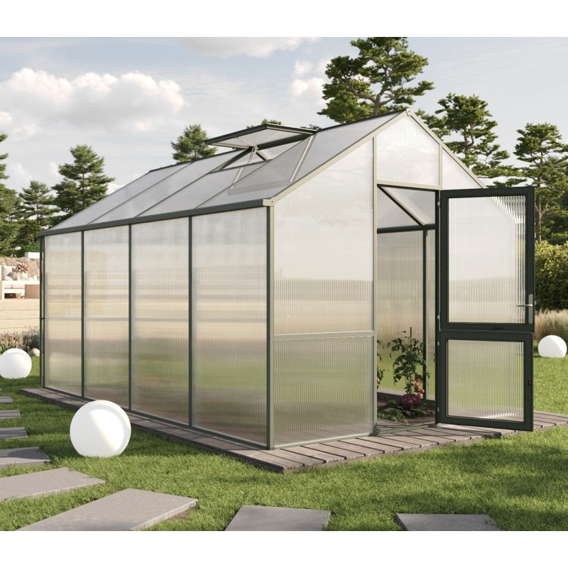 Serre de Jardin 12,74m² Aluminium vert & Polycarbonate 16mm - Dahlie IV KGT