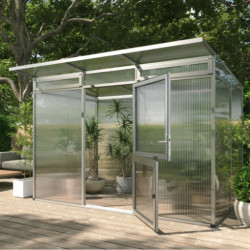 Serre de Jardin 6m² Aluminium Gris & Polycarbonate 16mm - Santini II KGT