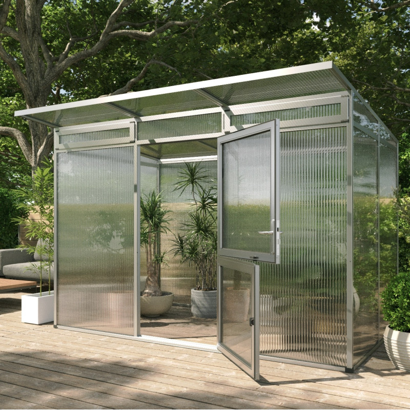 Serre de Jardin 6m² Aluminium Gris & Polycarbonate 16mm - Santini II KGT