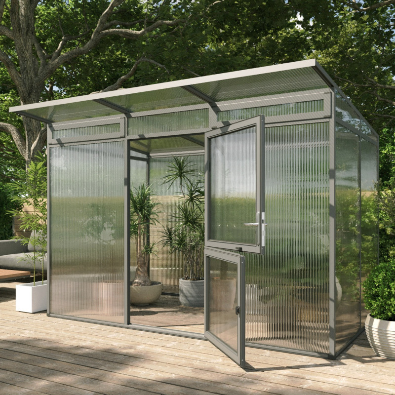 Serre de jardin 6,06m² en alu anthracite et PC de 16mm Santini II - KGT