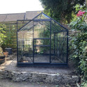 Serre Allium Venus 4,9m² en alu gris anthracite et verre trempé 3mm