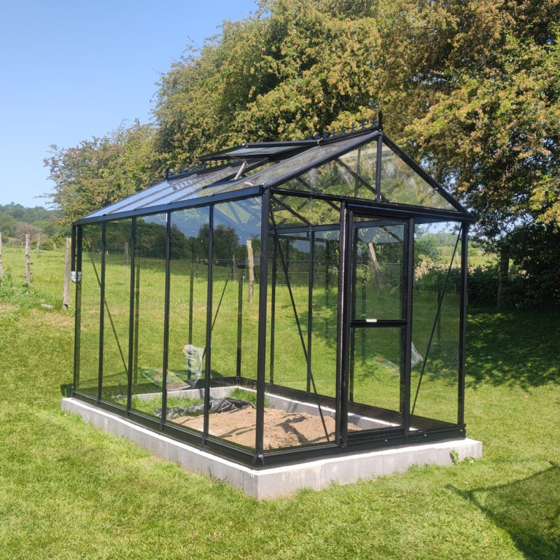 Serre Culti-luxx 8,44m² en aluminium noir et verre trempé - Filclair