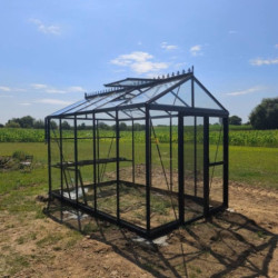 Serre Culti-luxx 8,44m² en aluminium noir et verre trempé - Filclair
