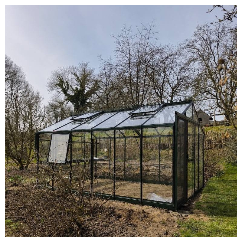 Serre Culti-luxx 13,5m² en Aluminium Vert & Verre Trempé - Filclair
