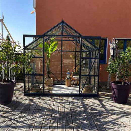 Serre Laurus Uranus en aluminium gris et verre trempé 4,90m² Lams