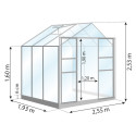 Serre Laurus Uranus en aluminium gris et verre trempé 4,90m² Lams