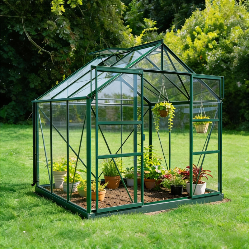 Serre Laurus Uranus 4,90m² en Aluminium Vert & Verre Trempé