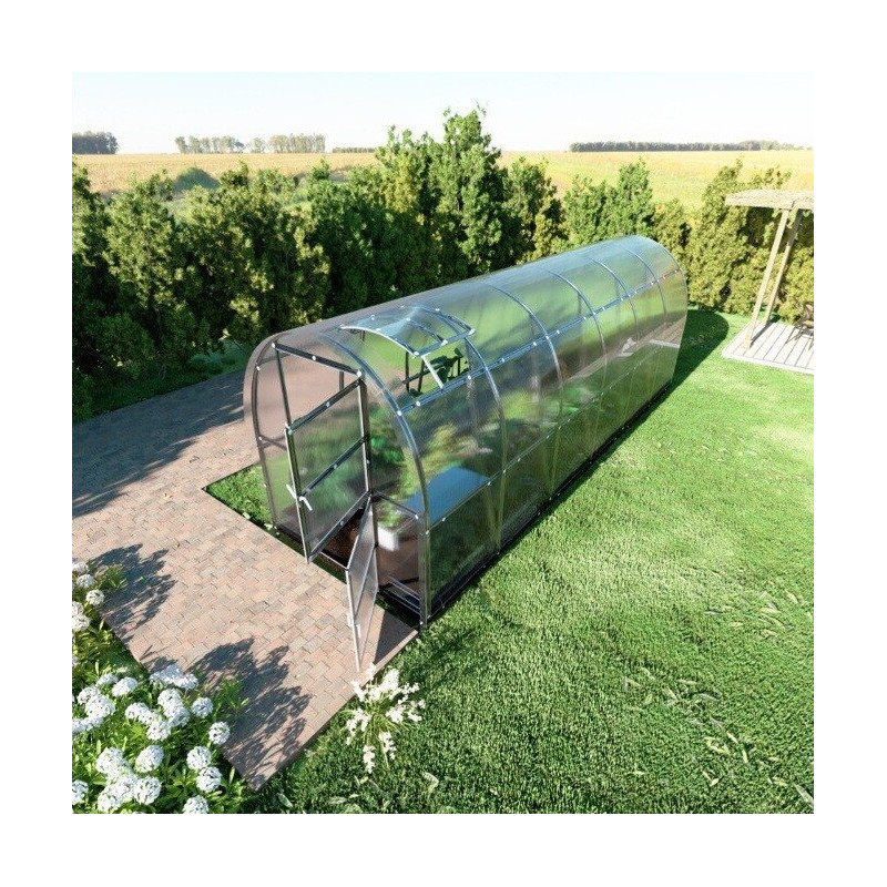 Serre de jardin 200x600cm Slim - Acier galvanisé & polycarbonate