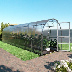 Serre de jardin 200x800cm Slim - Acier galvanisé & polycarbonate
