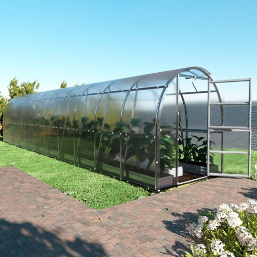 Serre de jardin Slim 200x1200cm en acier et polycarbonate