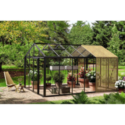 Serre en alu, bois et verre solaire 14,29m² Classique - BloomCabin