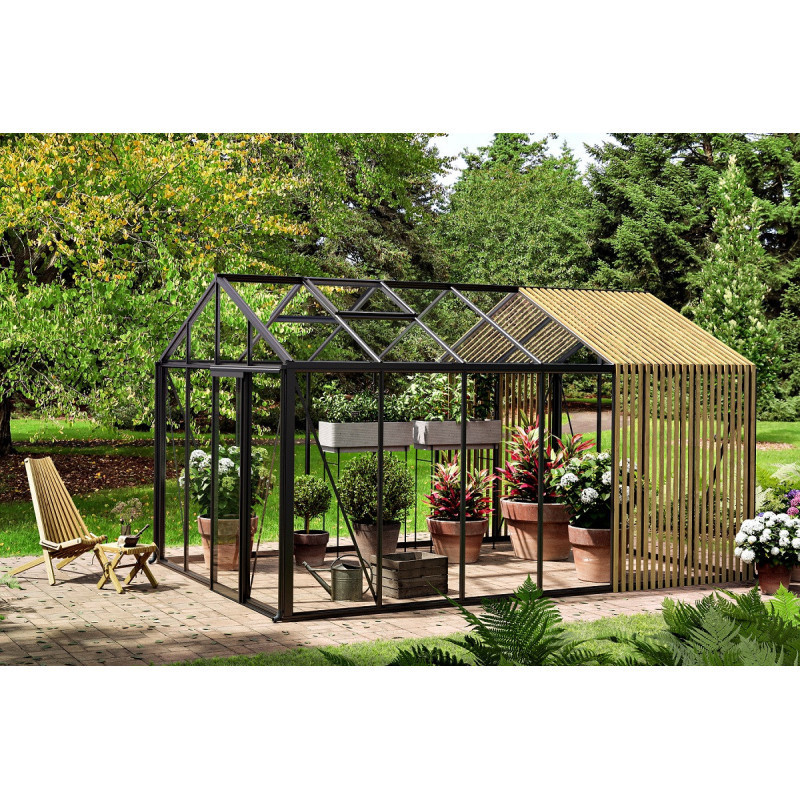 Serre en alu, bois et verre solaire 14,29m² Classique - BloomCabin