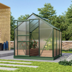 Serre de jardin en alu vert et polycarbonate 6mm - Venus 3800 - Vitavia
