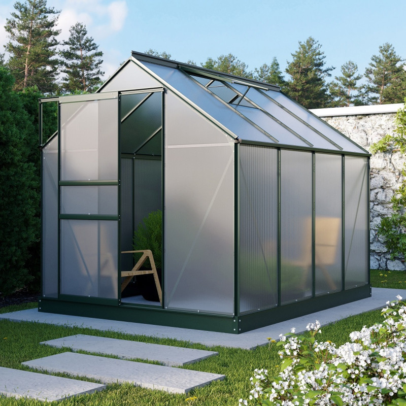 Serre de jardin Planet 5m² en aluminium émeraude et polycarbonate 6mm - Vitavia