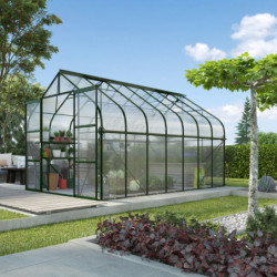 Serre de jardin Diana 11,5m² en aluminium émeraude et panneaux de polycarbonate 4mm - Vitavia
