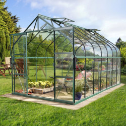 Serre de jardin Diana 11,5m² en aluminium émeraude et verre de sécurité 3mm - Vitavia