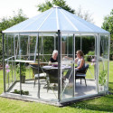 Serre de jardin hexagonale Hera 9m² en aluminium anodisé et vitrage combiné - Vitavia